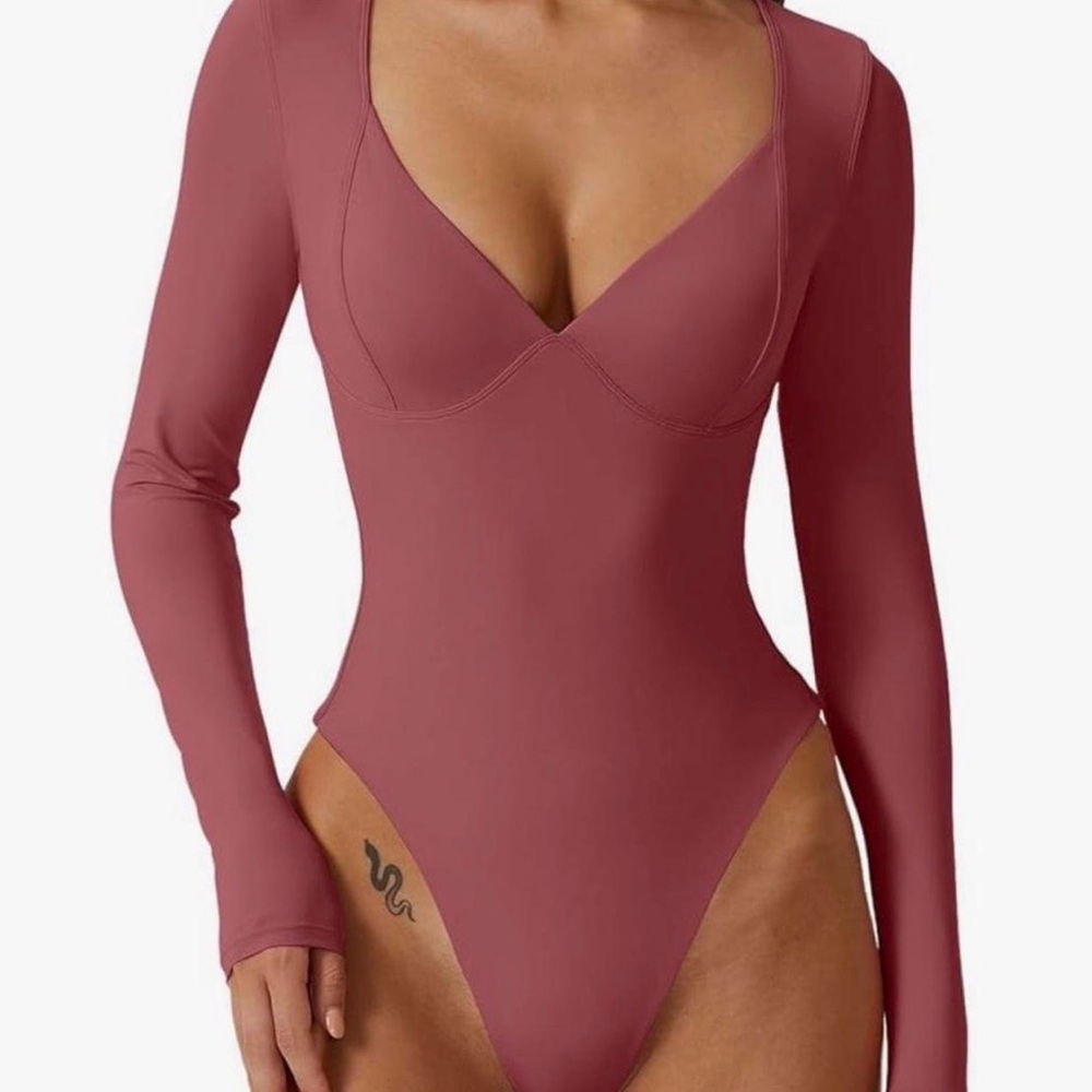 NWT Girlfriend Collective Long Sleeve Bodysuit - Merlot
